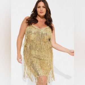 NWT‎ Torrid Festi Sequin Fringe Mini Dress Size 26